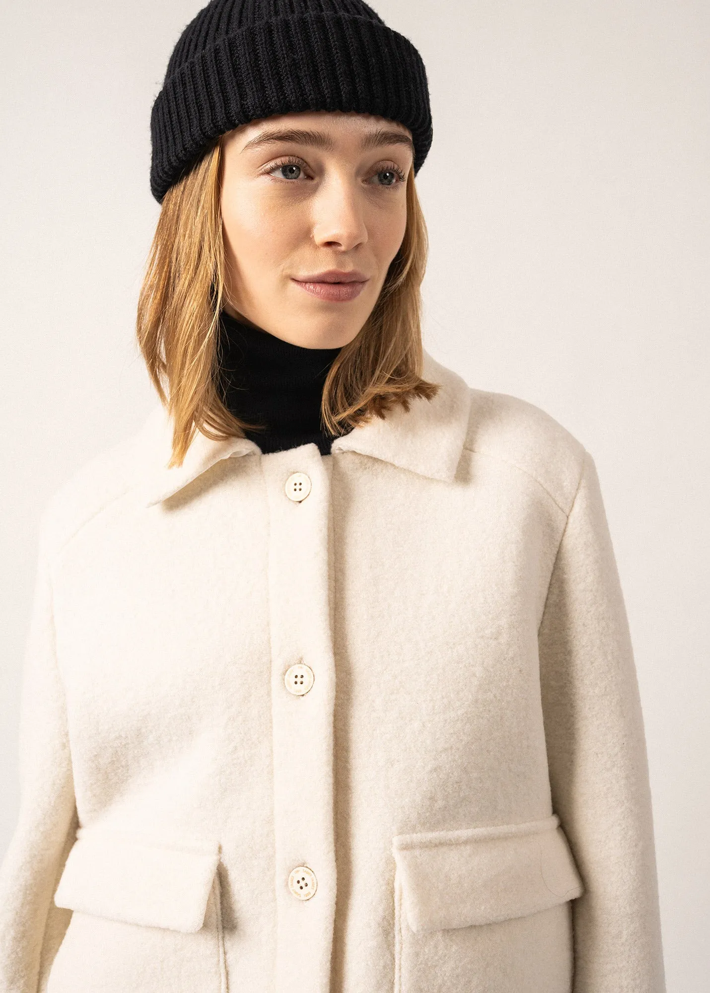 Ardèche Workwear Jacket - in wool fabric (BLANC D'HIVER)