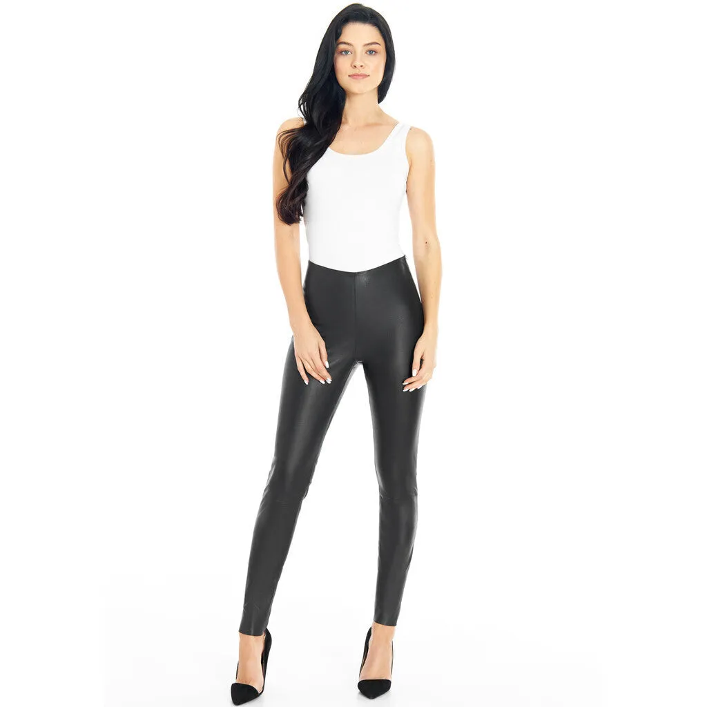 Aya HW stretch leather leggings / 50180 - Black (Nero)