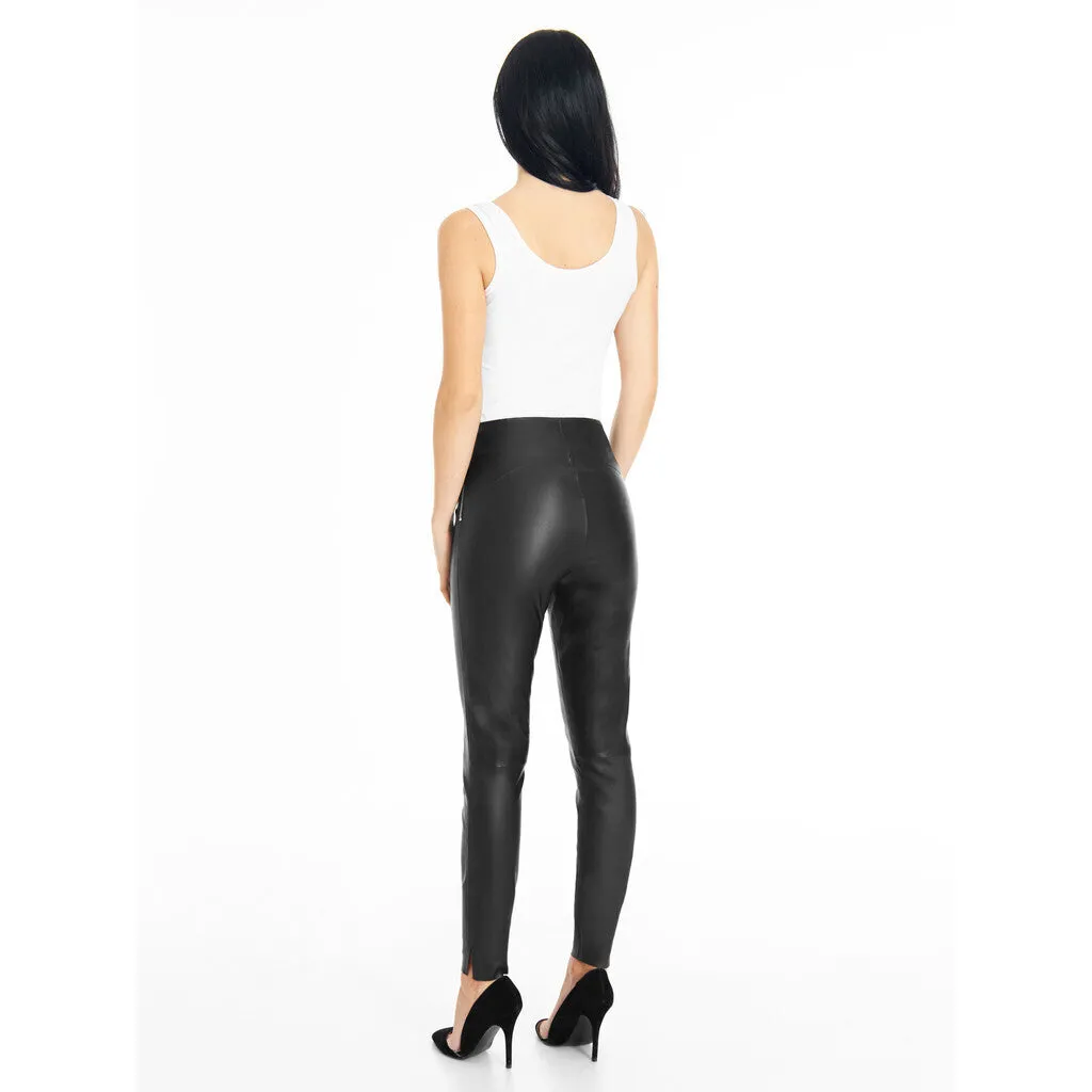 Aya HW stretch leather leggings / 50180 - Black (Nero)