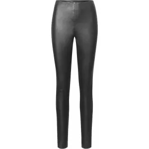 Aya HW stretch leather leggings / 50180 - Dark grey