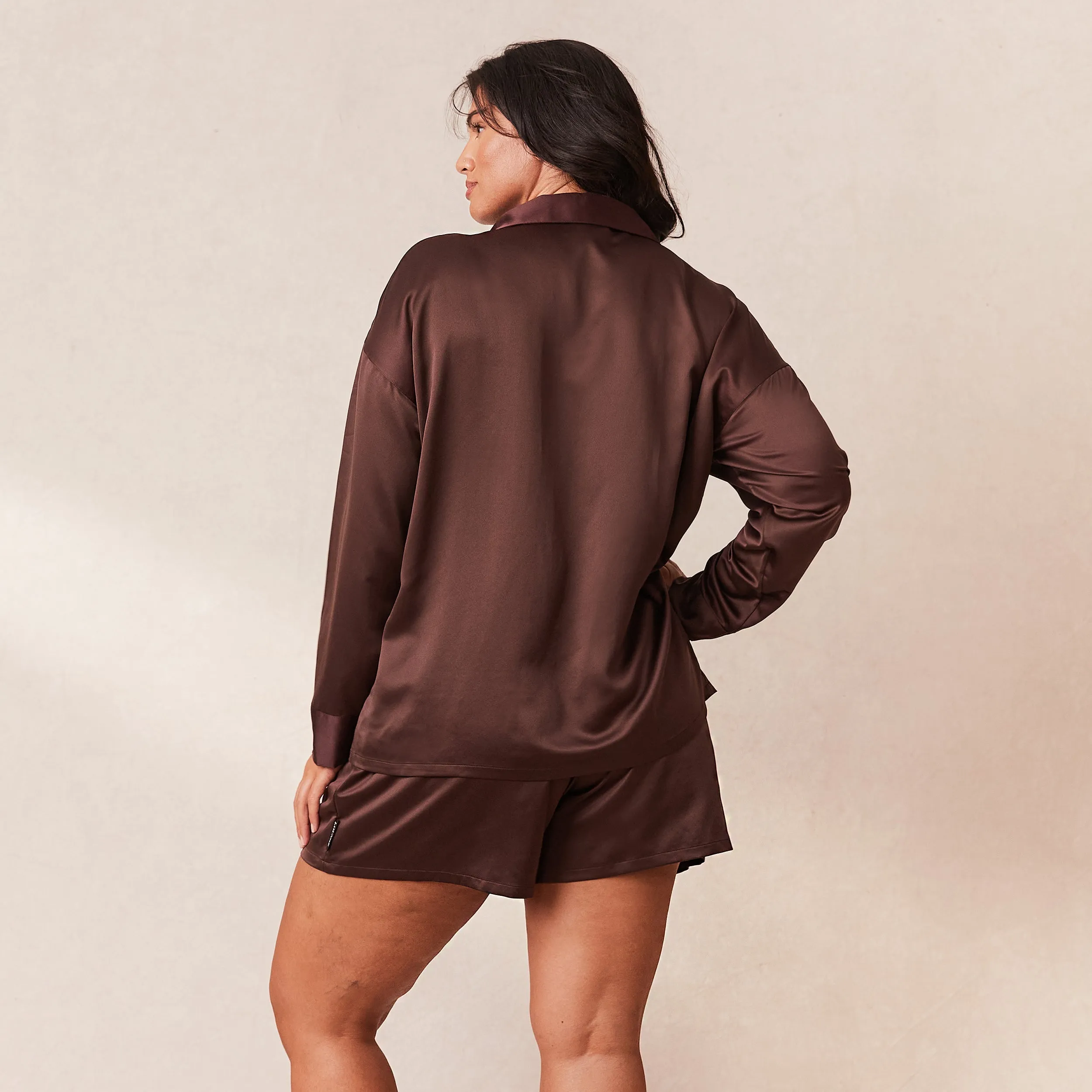 Classic Satin Pyjama Shirt - Chocolate