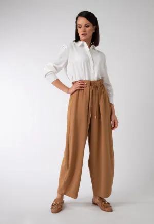 Crepe Culotte With Waist Drawstring