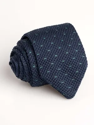 Heres an optimized title for the e-commerce product:

Mens Classic Knit Tie in Navy Blue with Green Polka Dots - Stylish and Sophisticated Accessory