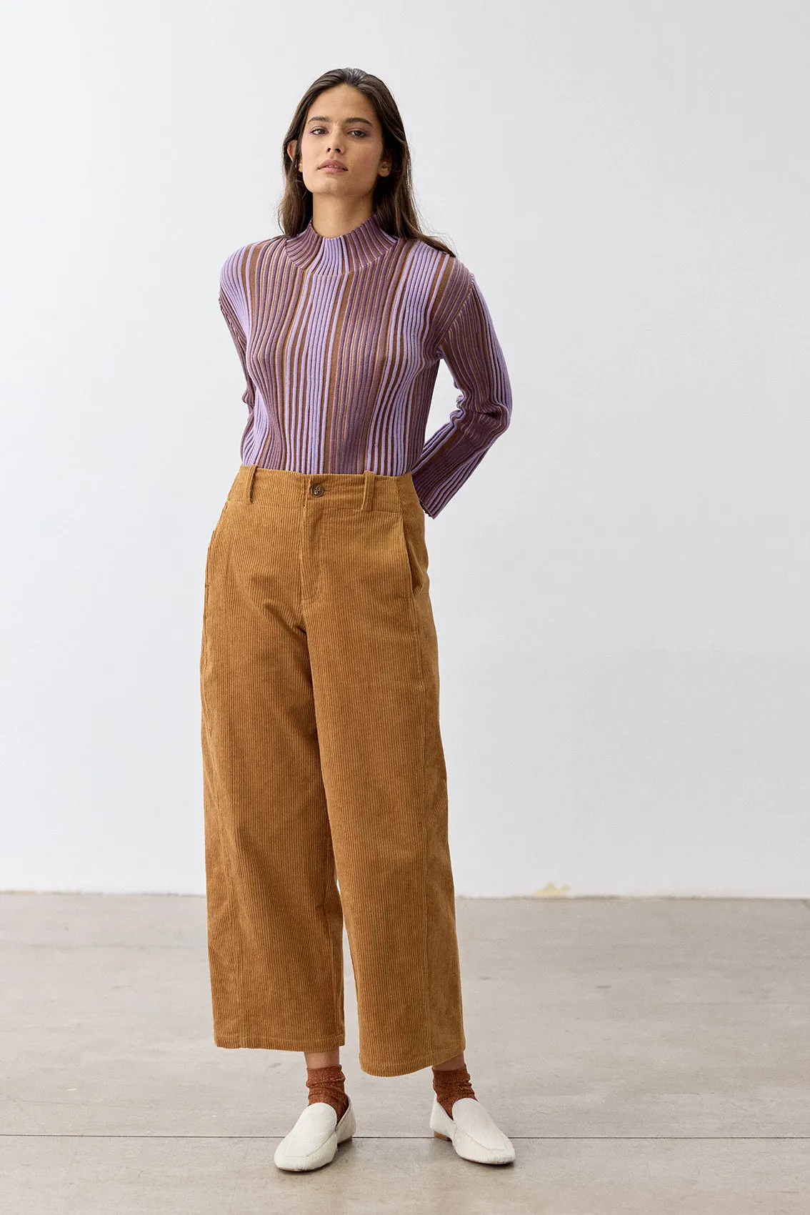 Straight-Fit Cotton Corduroy Trousers - Camel