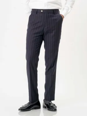 Trousers With Belt Loop - Deep Blue Stripes (Stretchable)