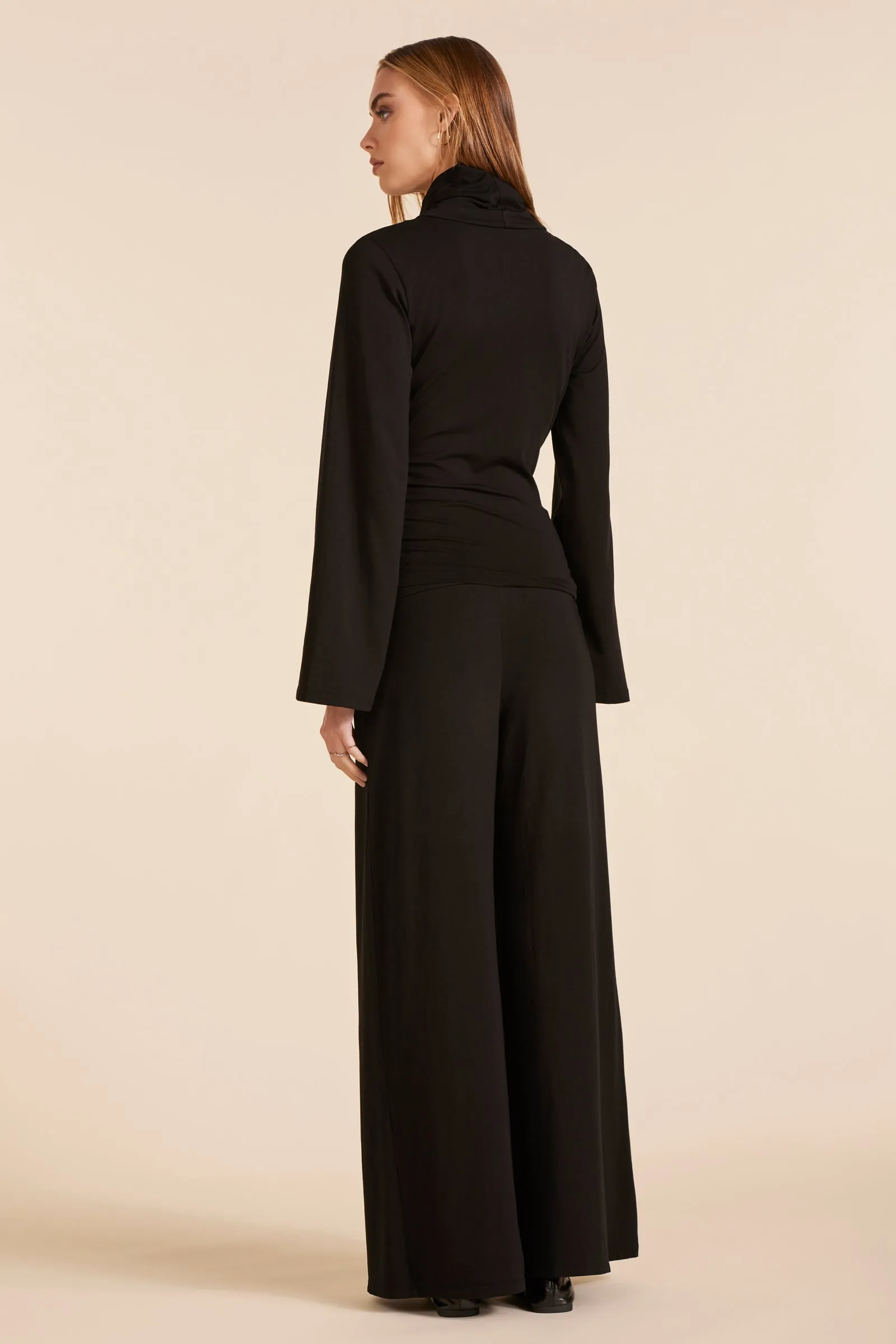 WIDE LEG DRAPED MODAL JERSEY PANT