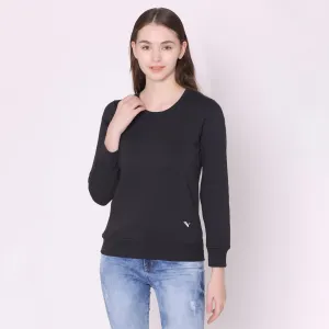 Women's Solid Color Sweatshirt - Black